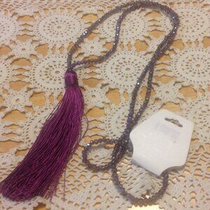 Tassel necklace with gemstone chain.